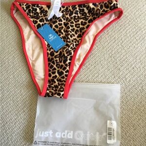 Cupshe Leopard Print Bikini Bottom with Coral Red Trim